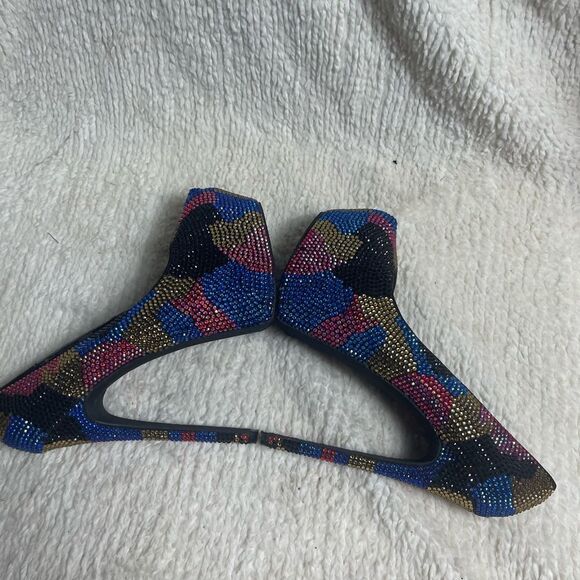 Steve Madden Dyvinal Rhinestones Multi Color slip on platform heels SZ8.5 - Picture 6 of 14